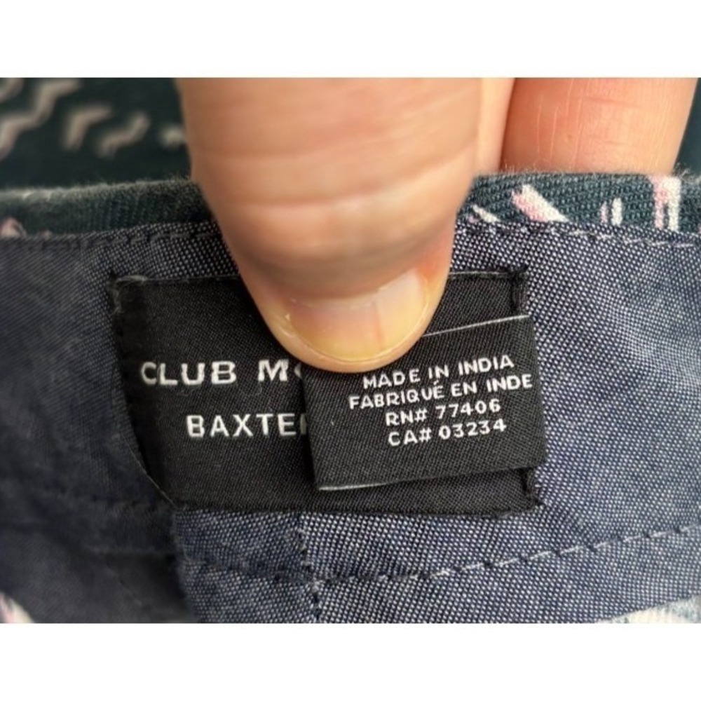 Club Monaco Chino Shorts Mens 30 Baxter Fit Linen Cotton Navy Blue Floral White - Picture 8 of 9